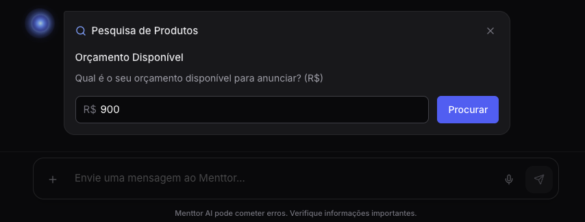 Interface real — Orçamento