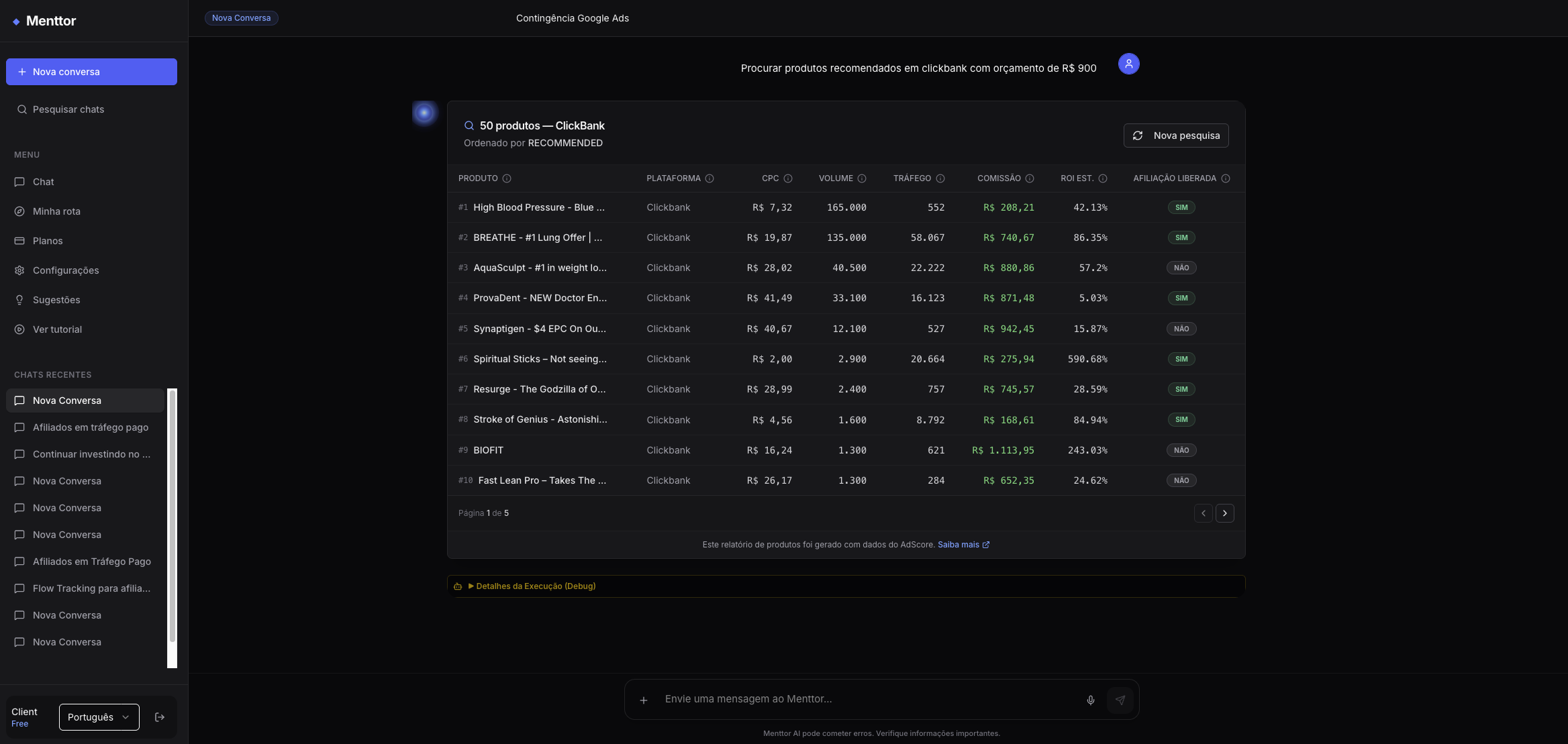 Interface real — Oportunidades
